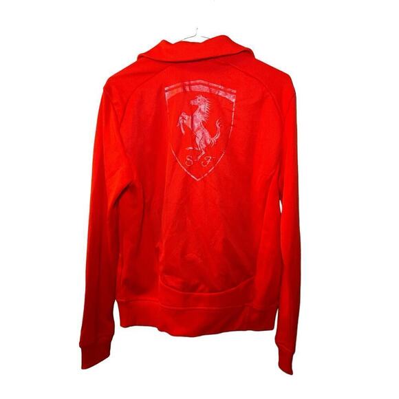 Puma Ferrari Zip Up Jacket Men's Small Red Polyester Graphic Print Fleece Lined - Picture 2 of 7